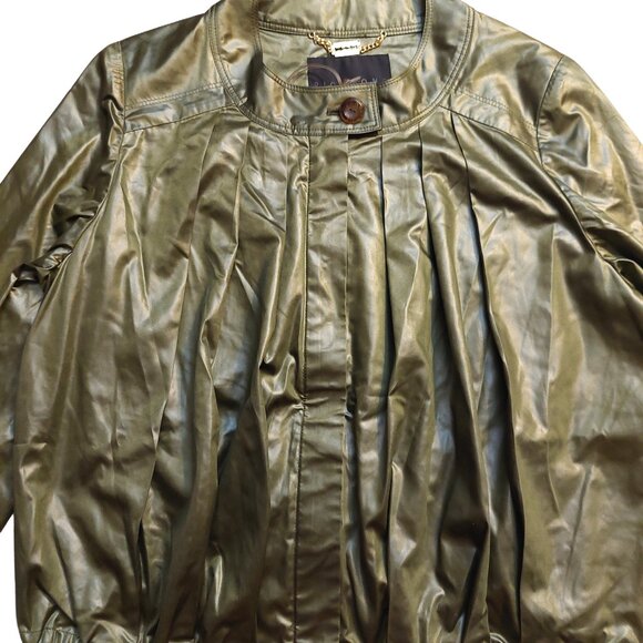 Richmond X Olive Green Pleated Cropped 3/4 Sleeve Jacket Sz 42 NWT - Picture 3 of 16